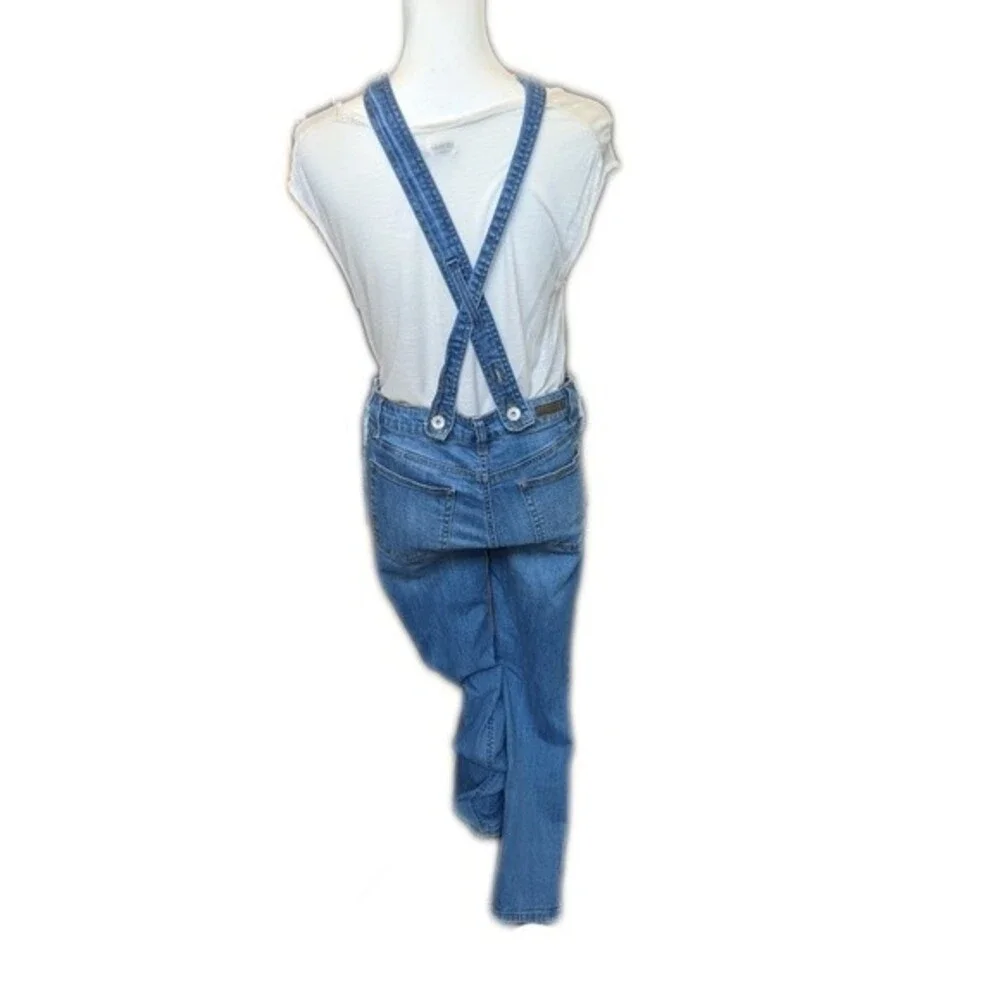 Dollhouse distressed denim bib overalls, adjustable straps, skinny fit 11